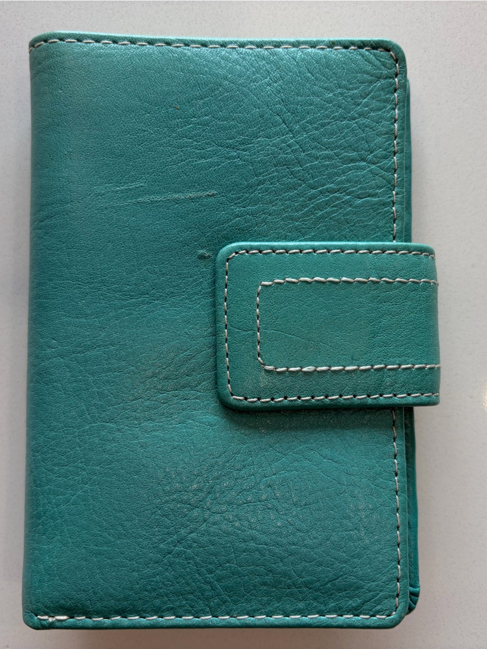 Fossil Teal and Lime Leather Snap Wallet Organizer